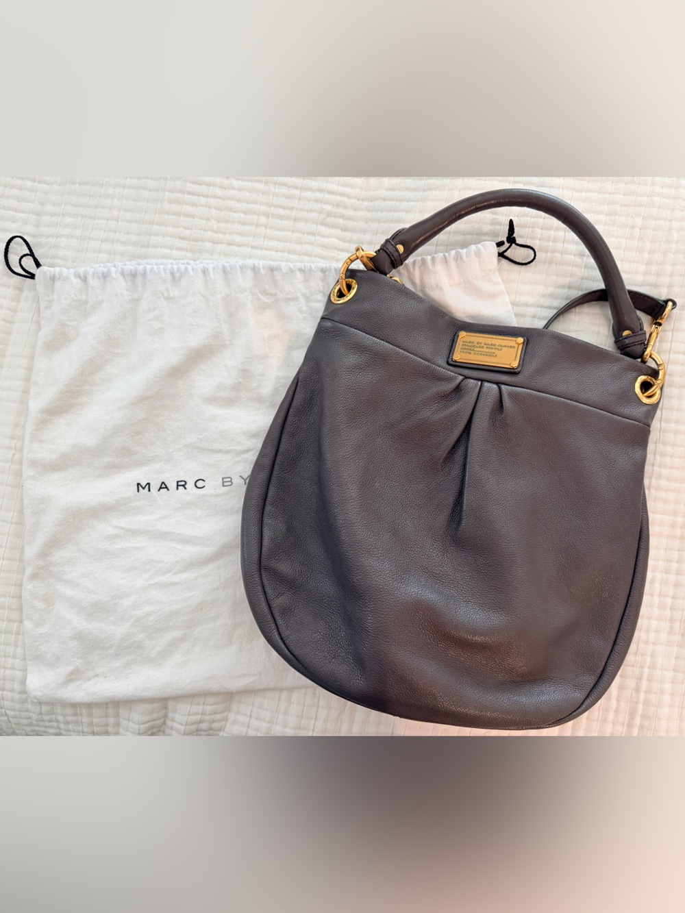 Marc by Marc Jacobs Dark Gray Classic Q Leather Hillier Hobo Bag